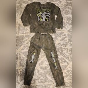 Zombie Skeleton Halloween Cosplay Costume 3D Bones Child's Size 10/12 Unisex EUC